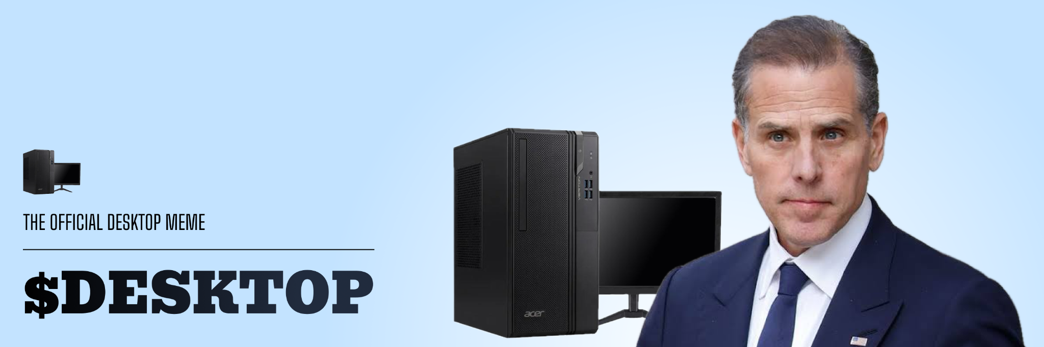The official desktop meme cover featuring $DESKTOP, the computer, and the character